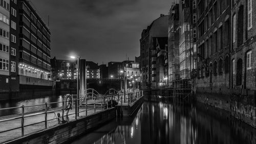 Illuminated buildings at night