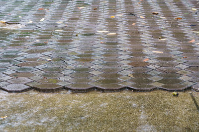 Full frame shot of wet footpath