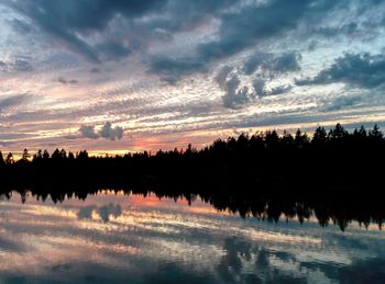 Scenic view of lake at sunset