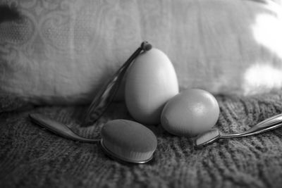 Close-up of eggs on table