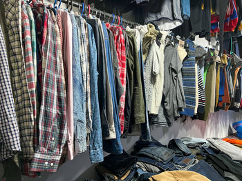 Clothes hanging in store