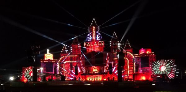 Low angle view of illuminated lanterns