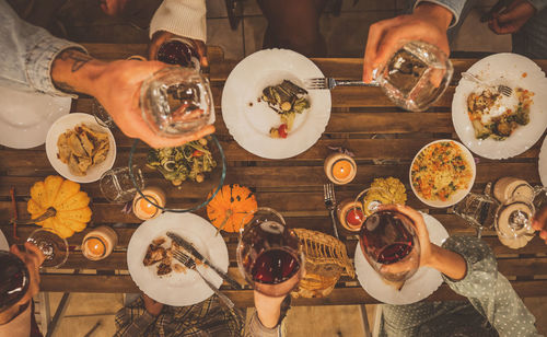 High angle view of food on table