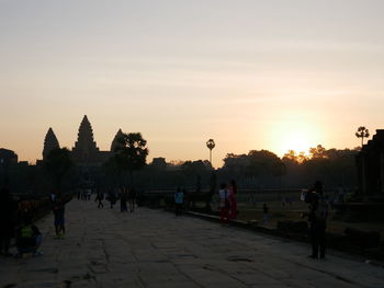 People at town square during sunset