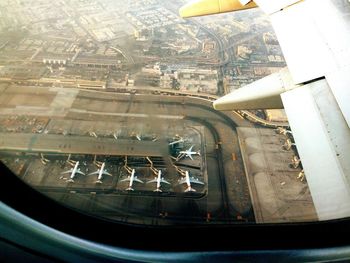 Close-up of airplane window