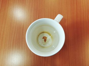 High angle view of drink on table