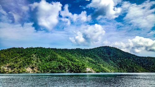 Scenic view of lake against sky