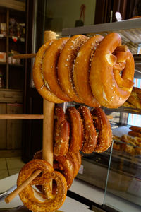 Close-up of hot dog on table