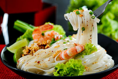 Close-up of salad in plate on table