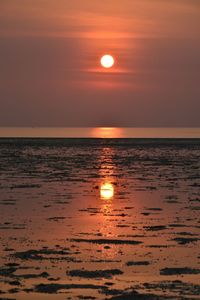 Scenic view of sea against sky at sunset