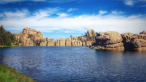 Scenic view of lake against sky