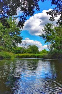 Scenic view of lake against sky