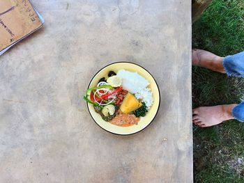 High angle view of food on table