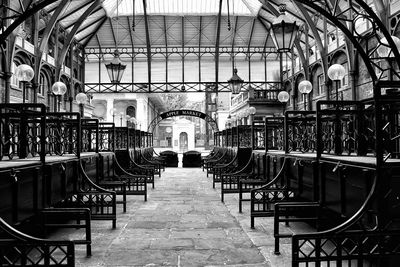 Empty market stalls at covent garden in lockdown