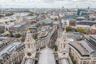 High angle view of buildings in city