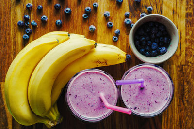 High angle view of breakfast on table