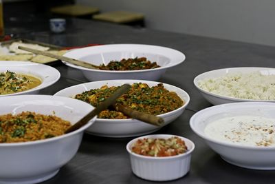 High angle view of food on table