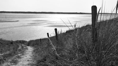 Woman standing by sea