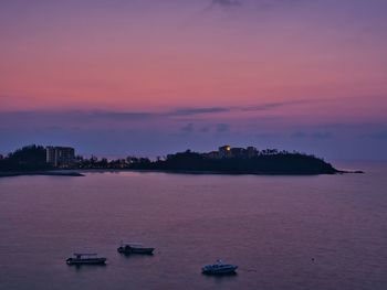 Scenic view of sea against sky at sunset