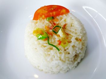 High angle view of meal served in plate