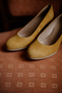High angle view of shoes on table