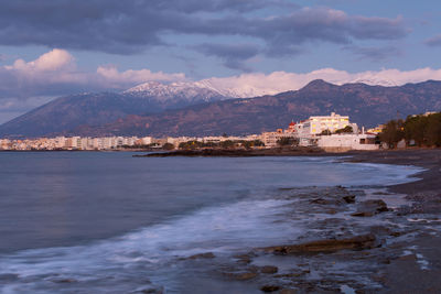 Town of ierapetra as seen from st. andrew beach, crete.