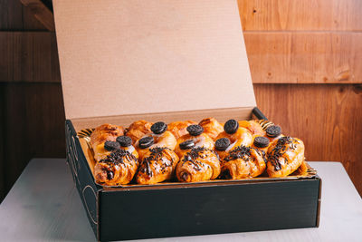 High angle view of food on table