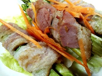 Close-up of served food in plate