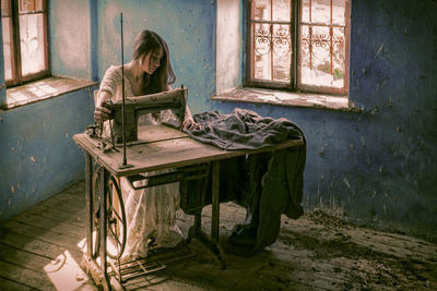 Woman sitting on bench