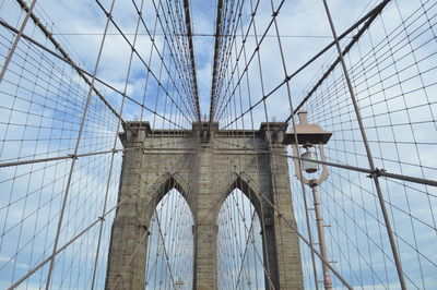Low angle view of suspension bridge