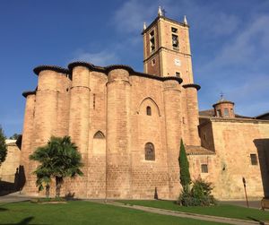 Low angle view of bell tower against sky