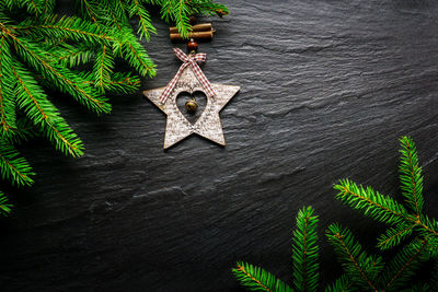 High angle view of christmas tree