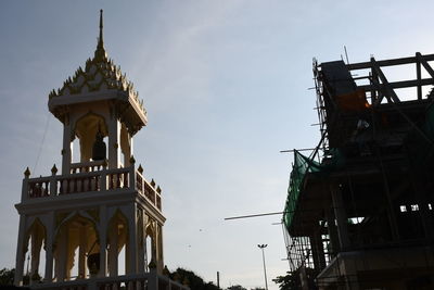 Low angle view of temple building against sky