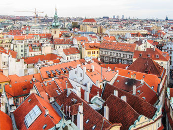 High angle view of buildings in city