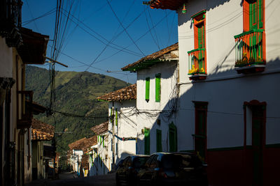 Beautiful streets at the historical downtown of the heritage town of salamina in colombia.