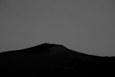 Low angle view of silhouette mountain against clear sky