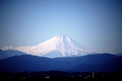 Scenic view of snow covered mountains