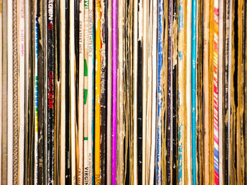 Full frame shot of multi colored vinyl records