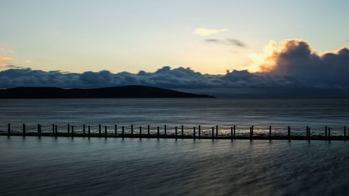 Scenic view of sea against sky during sunset