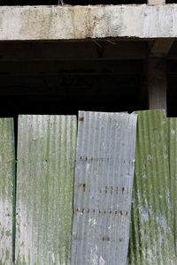 Close-up of wooden post
