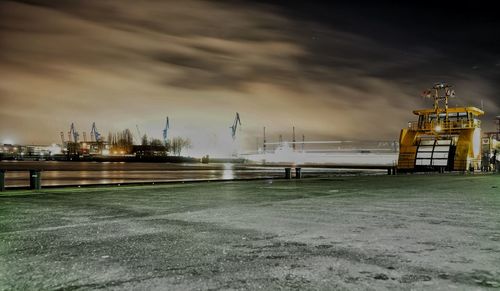 Scenic view of sea against sky at night