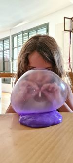 Portrait of girl holding glass