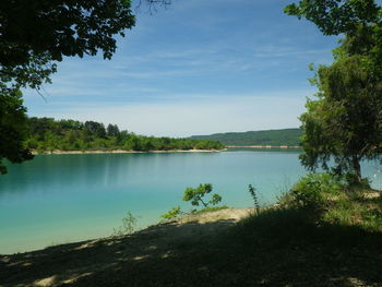 Scenic view of lake against sky