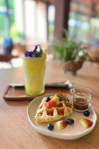 Close-up of food on table