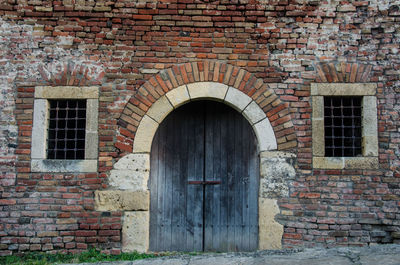 Closed door of old building