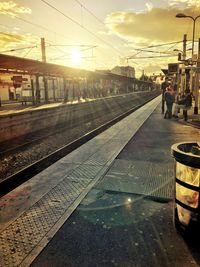 Railroad track at sunset