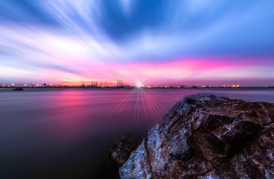 Panoramic view of sea against sky during sunset