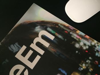 Low angle view of illuminated text