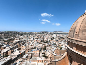 High angle shot of townscape against sky