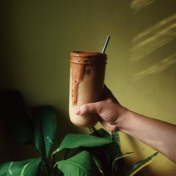 Close-up of hand holding drink